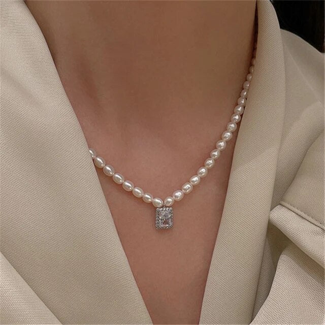 Perla - Natural Pearl Necklace & Pure Silver Chain (Hallmarked)