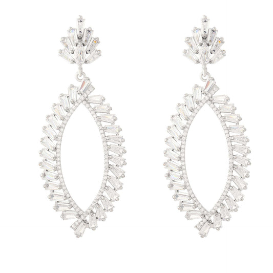 Elegant Zircon Hollow Geometric Drop Earrings for Women