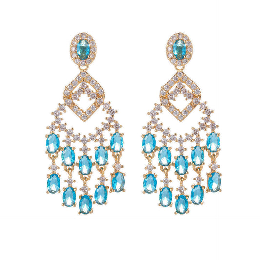 Blue Crystal Fireworks Drop Earrings